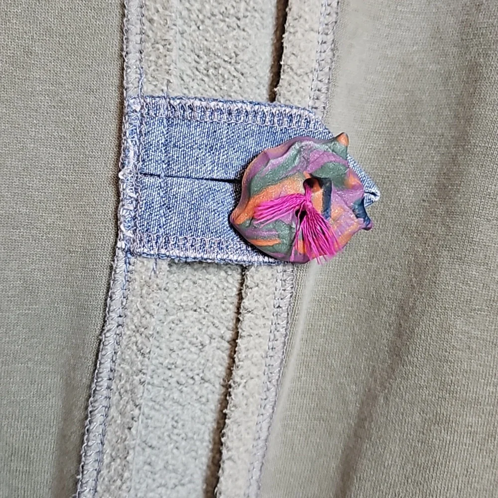 Vintage Authentic Pigment Sweatshirt Jacket with Clay Buttons & Jean Pocket - Picture 4 of 14